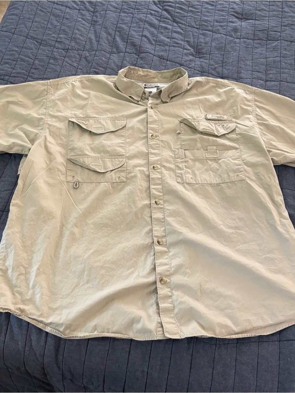 Vintage Columbia Men's Short-Sleeve Button-Down Vented PFG Fishing Shirt, XXL